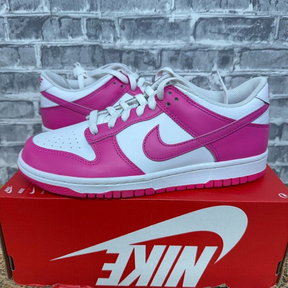 Nike Dunk Low GS Laser Fuchsia Pink White FB9109-102 Size 7Y / 8.5 Womens New